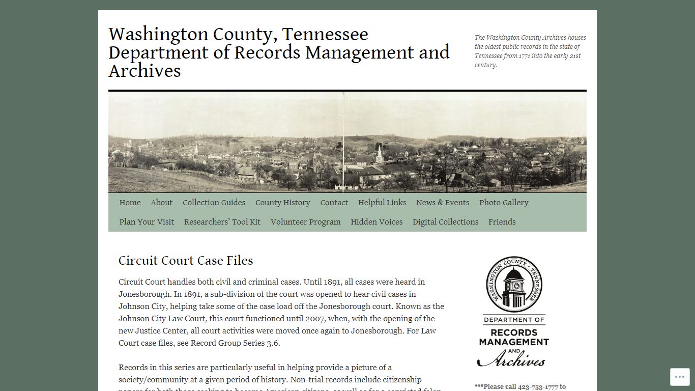 Circuit Court Case Files | Washington County, Tennessee Department of ...