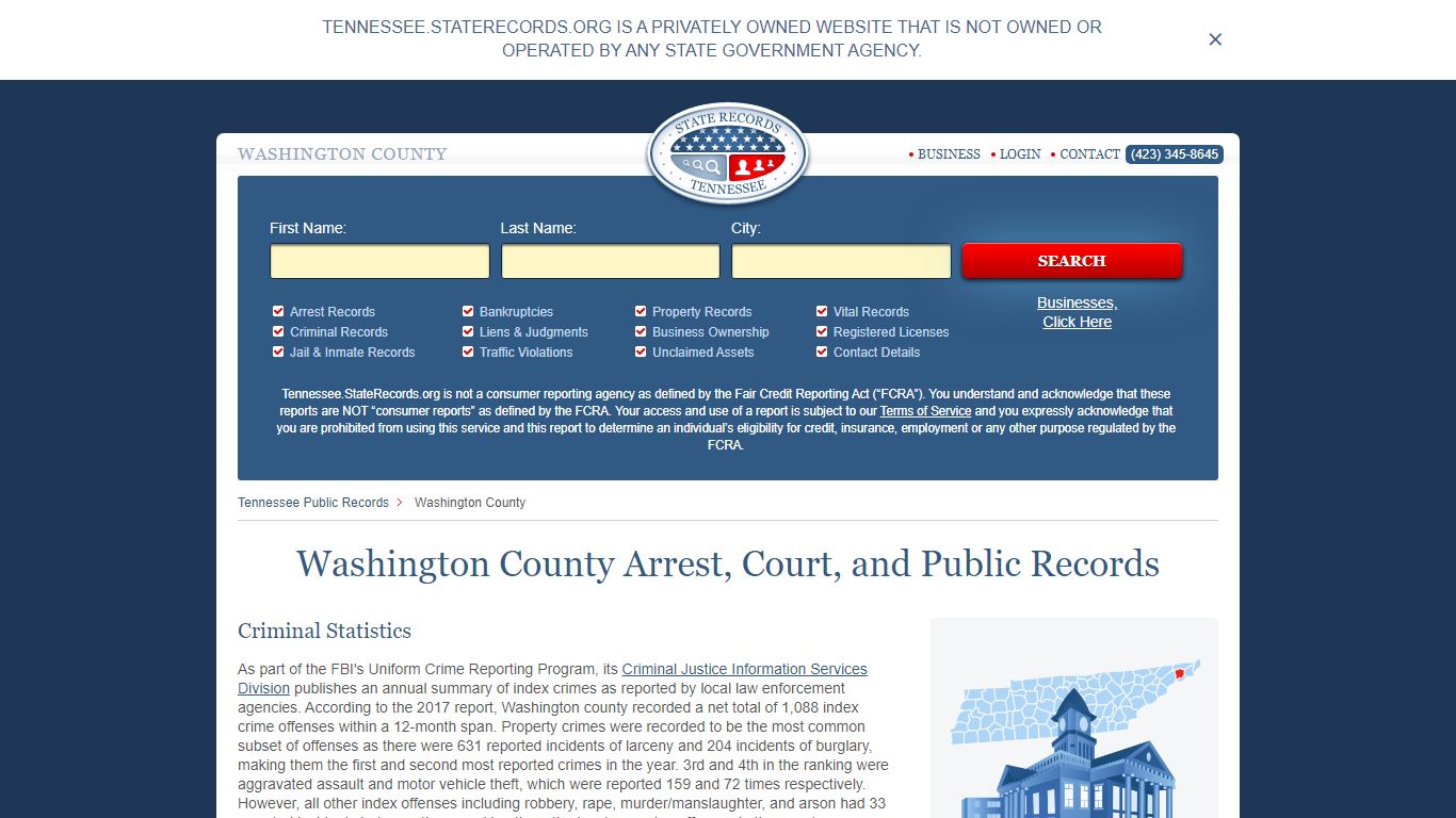 Washington County Arrest, Court, and Public Records