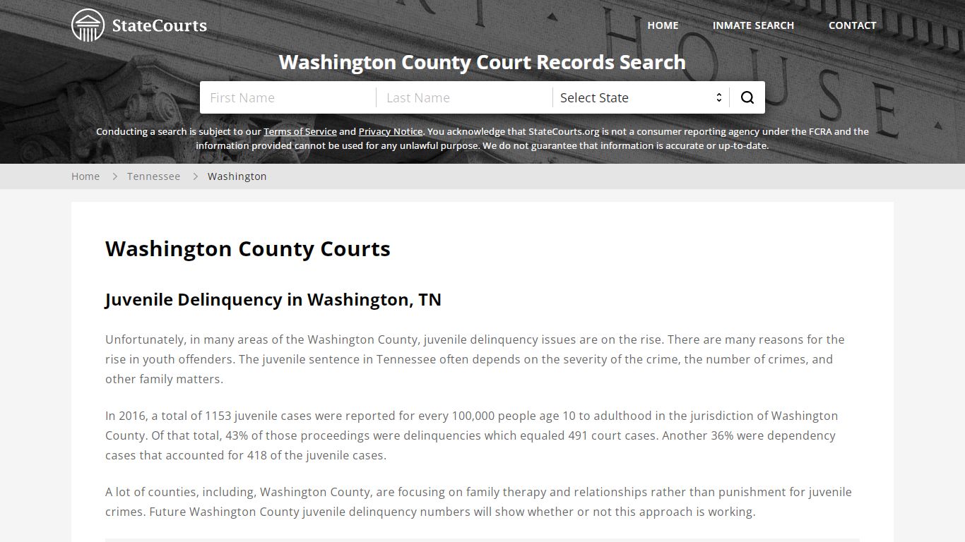 Washington County, TN Courts - Records & Cases - StateCourts