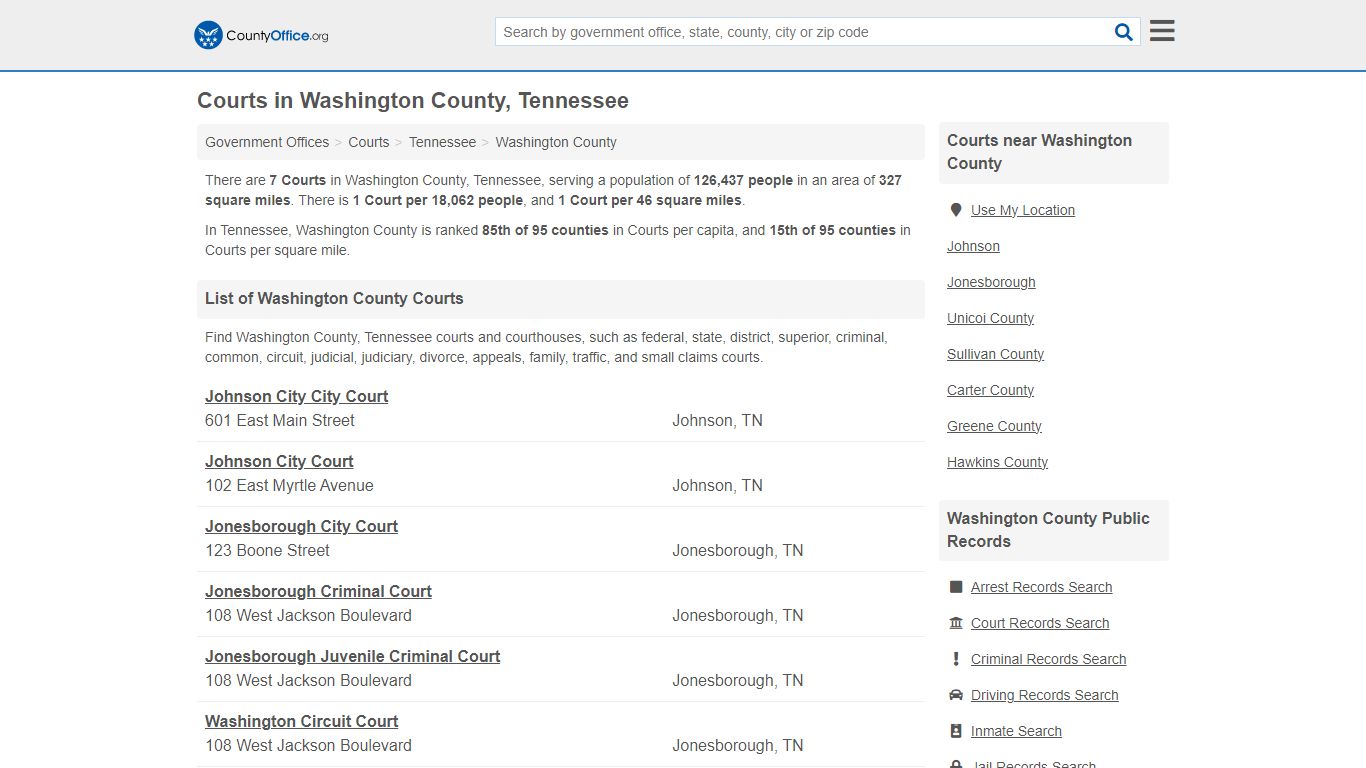 Courts - Washington County, TN (Court Records & Calendars)